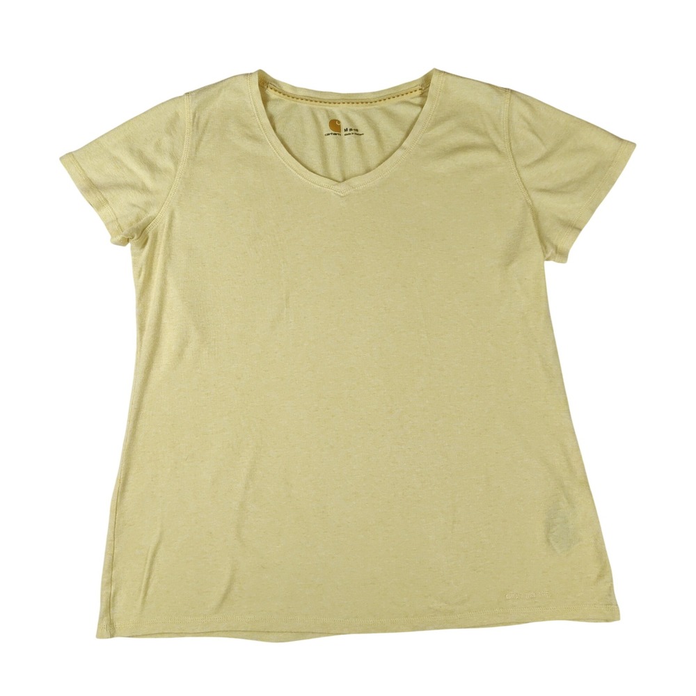 Carhartt‎ Womens Yellow Heather V-Neck Knit Short Sleeve Top Size M 8-10